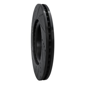 Audi A7 Brake Rotor (1) - Front Right - R1 Concepts - Drilled & Slotted - Black - `12-`20